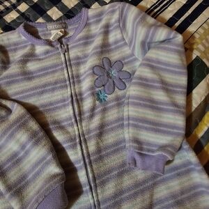 Carter's Kids Striped Purple Fleece Footed Pjs
